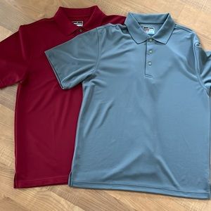 Two men’s golf polo shirts large
